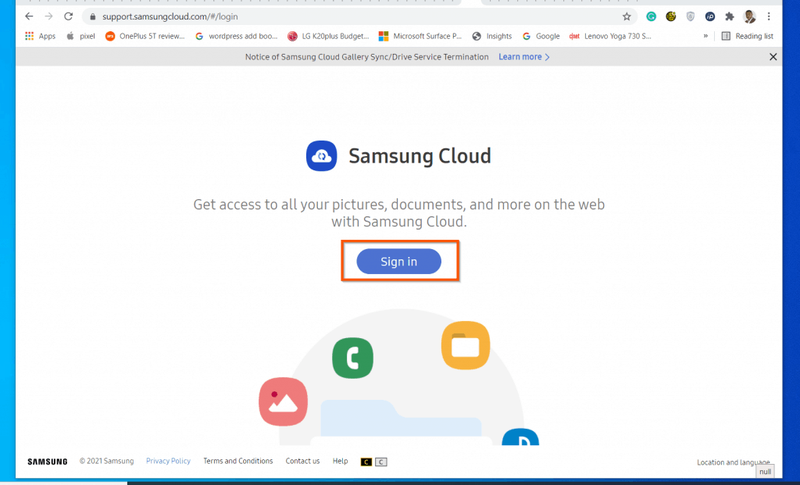 Kaip pasiekti „Samsung Cloud“ iš kompiuterio