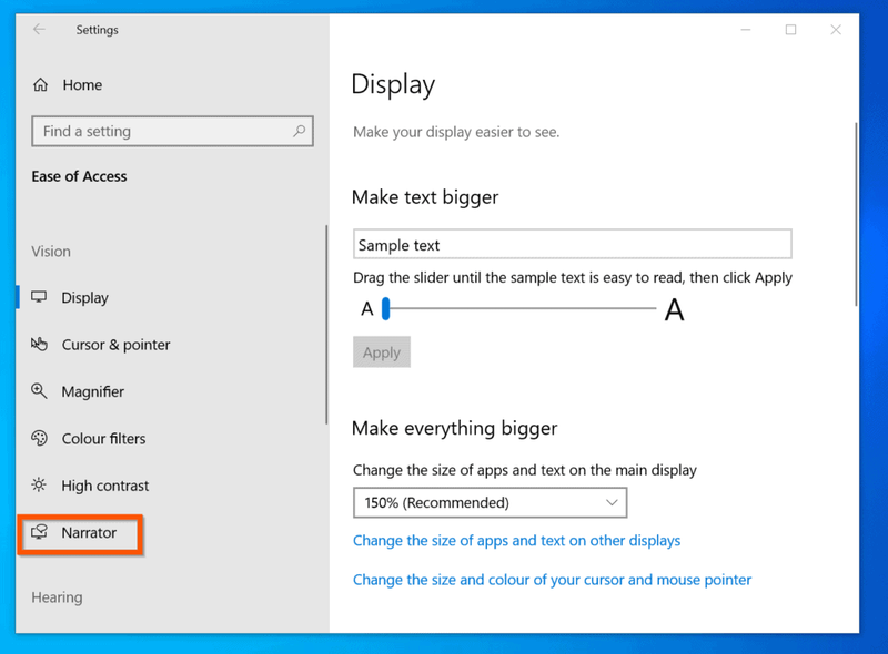 Ako vypnúť Moderátora v systéme Windows 10 z Nastavenia
