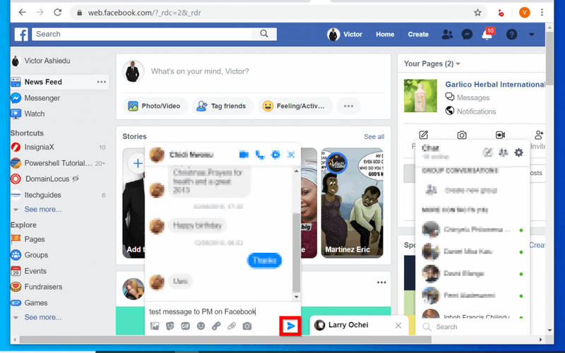 Com fer MP a Facebook des d'un ordinador (Facebook.com)