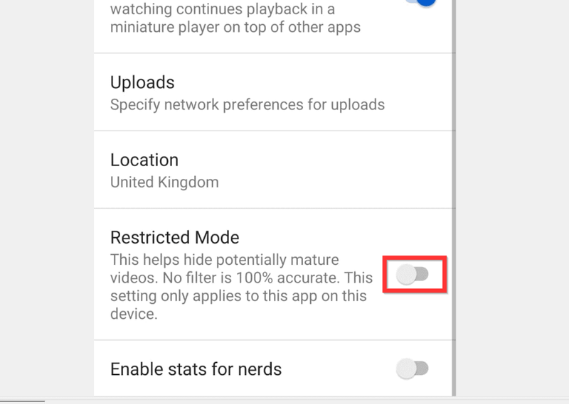 Slik slår du av begrenset modus på YouTube på Android
