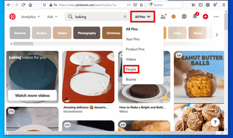 Com trobar persones a Pinterest des d'un ordinador (Pinterest.com)