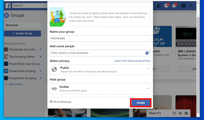 Ako vytvoriť skupinu na Facebooku z prehliadača (Facebook.com)