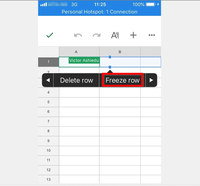 Ako zmraziť riadok v Tabuľkách Google z aplikácie pre iPhone