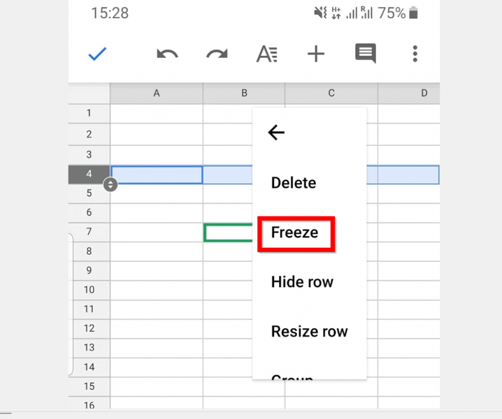 Ako zmraziť riadok v Tabuľkách Google z aplikácie pre Android