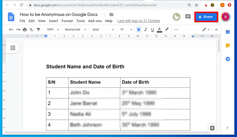 Com ser anònim a Google Docs