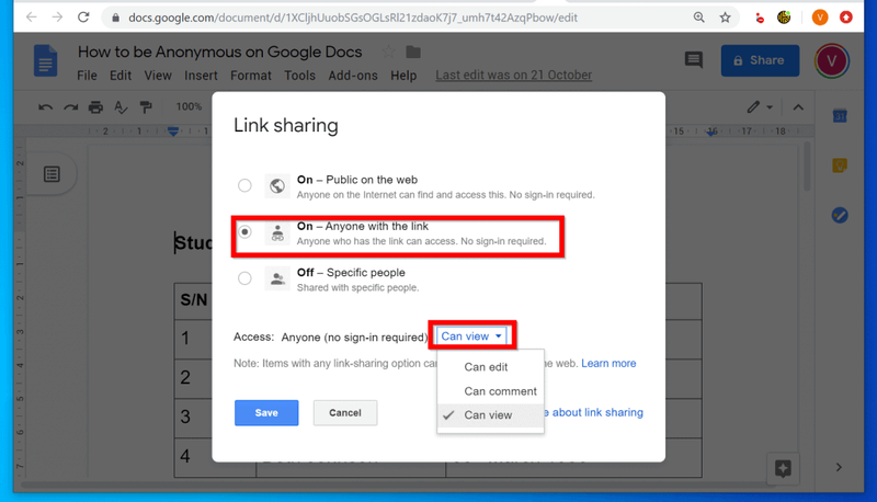 Com ser anònim a Google Docs