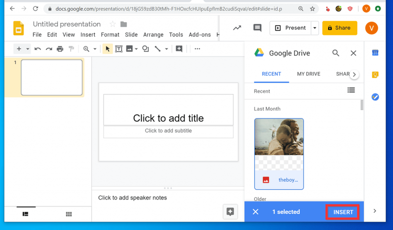 Vložte GIF z Disku Google