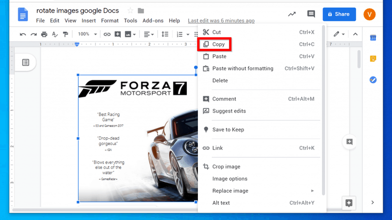 Com girar una imatge a Google Docs