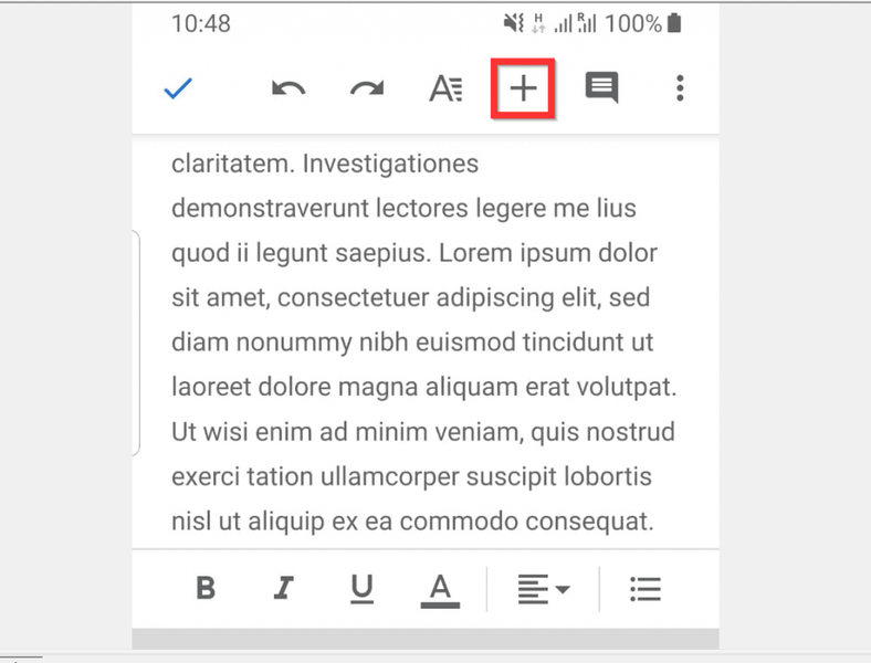 Kaip padaryti išnašas „Google“ dokumentuose iš „Android“.
