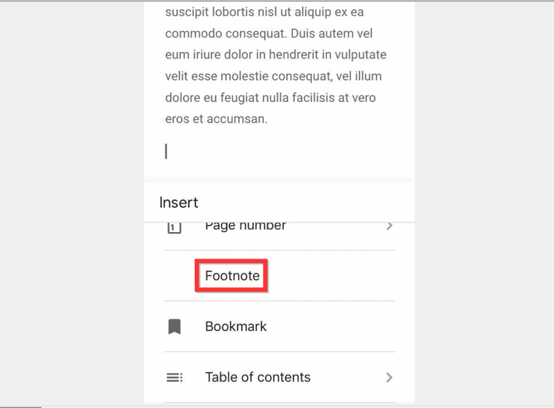Kaip padaryti išnašas „Google“ dokumentuose iš „iPhone“.