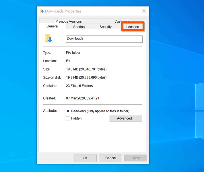 changer l'emplacement de téléchargement Windows 10 à l'emplacement par défaut