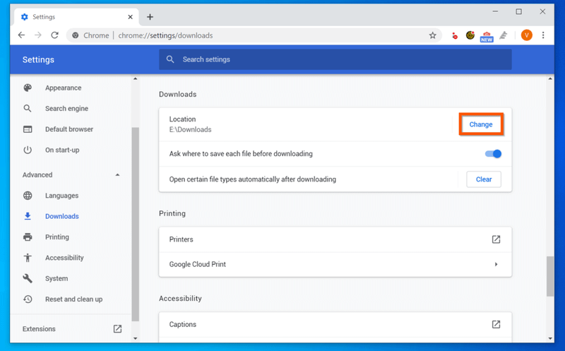 Comment changer l'emplacement de téléchargement pour Chrome