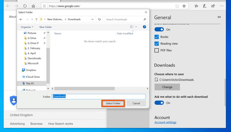 Comment changer l'emplacement de téléchargement sur Windows 10