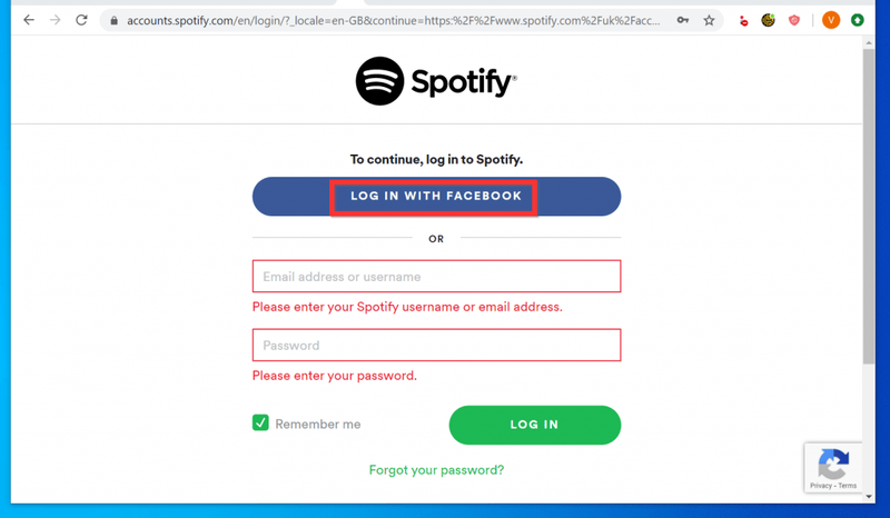 Avant de dissocier Spotify de Facebooka, modifiez le mot de passe Spotify