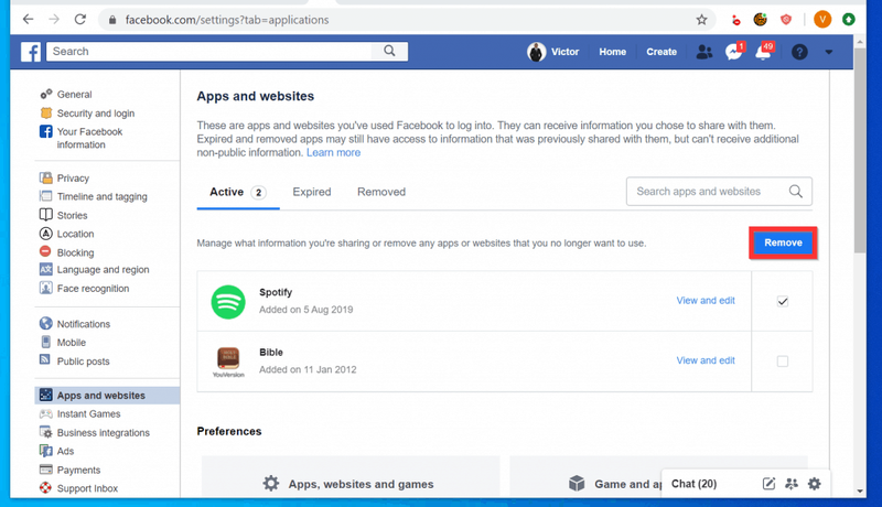 Dissocier Spotify de Facebook
