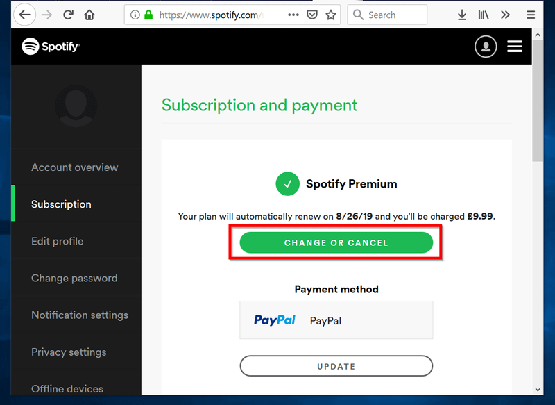Come annullare Spotify Premium