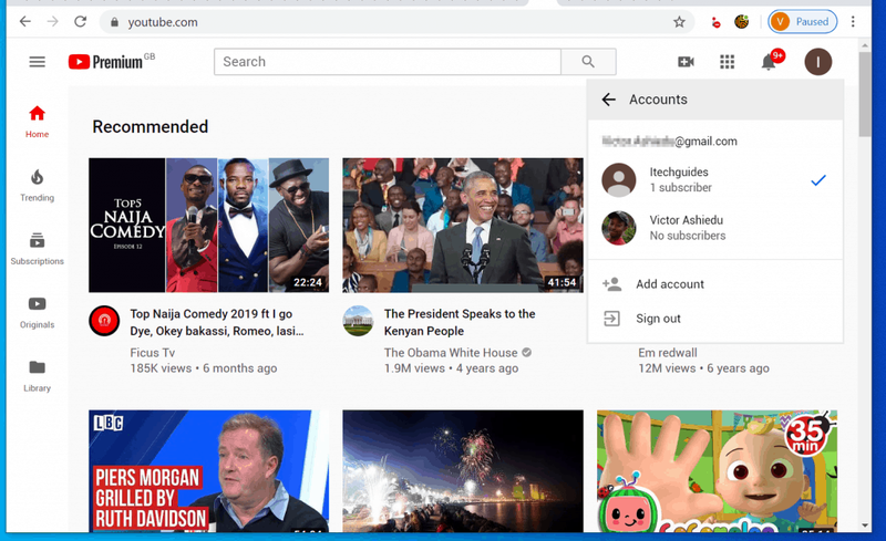Ako odstrániť kanál YouTube – potvrďte, že ste prihlásení do správneho kanála YouTube