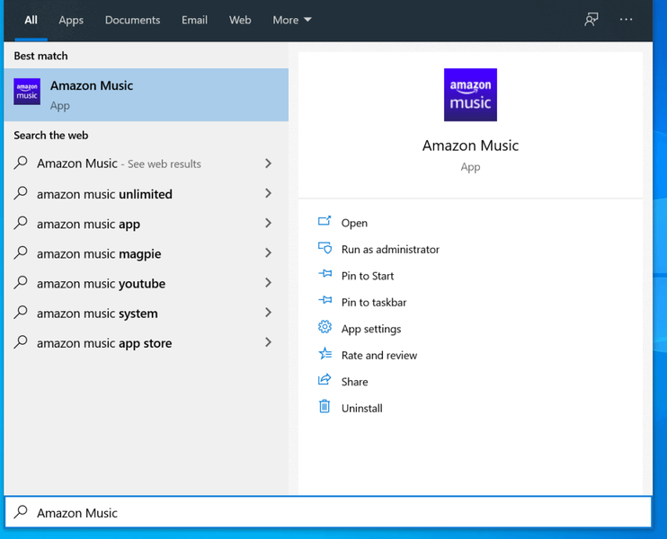 Ako sťahovať Amazon Music z Windows 10