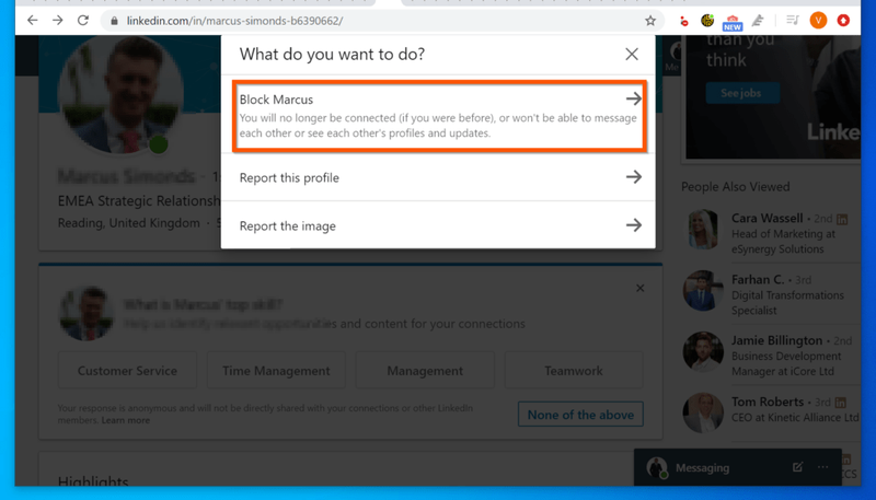 Com bloquejar algú a LinkedIn.com