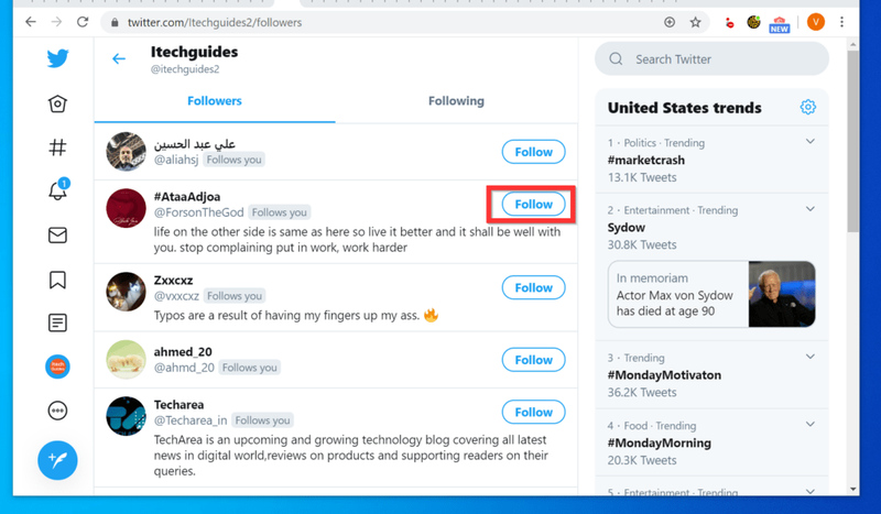 Com seguir algú a Twitter des d'un ordinador (Twitter.com) - Segueix algú que ja et segueix