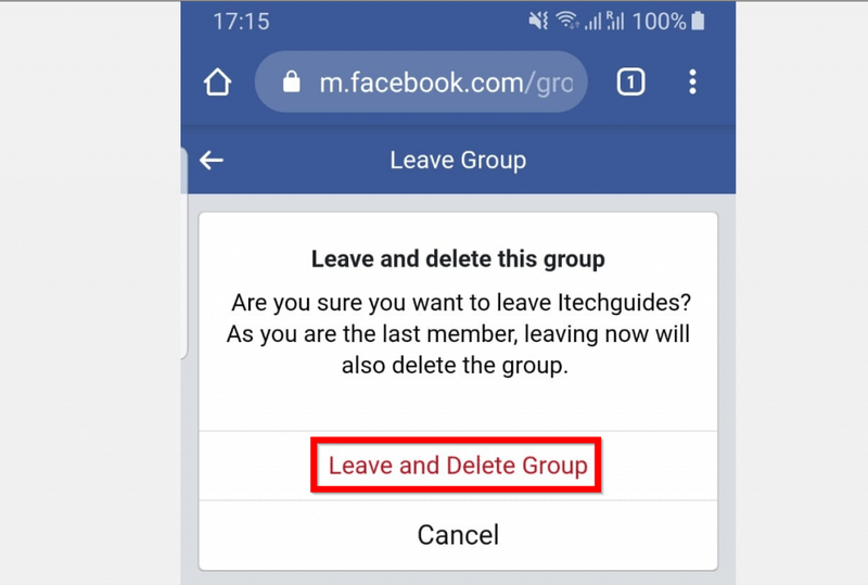Ako odstrániť skupinu na Facebooku z prehliadača smartfónu