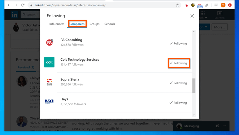 Com eliminar interessos a LinkedIn