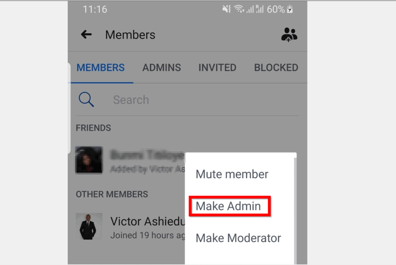 Hur man lägger till admin i Facebook-gruppen från Facebook-appen
