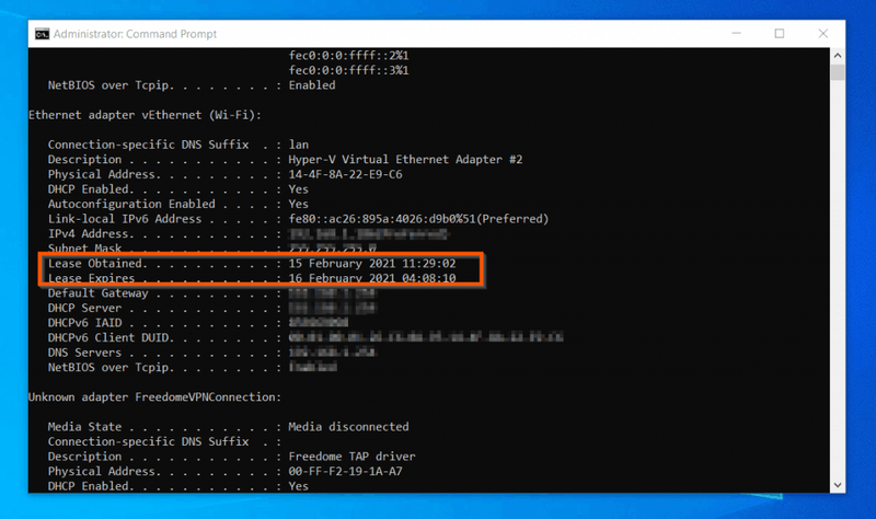 DHCP rendiaja muutmine Windows 10-s