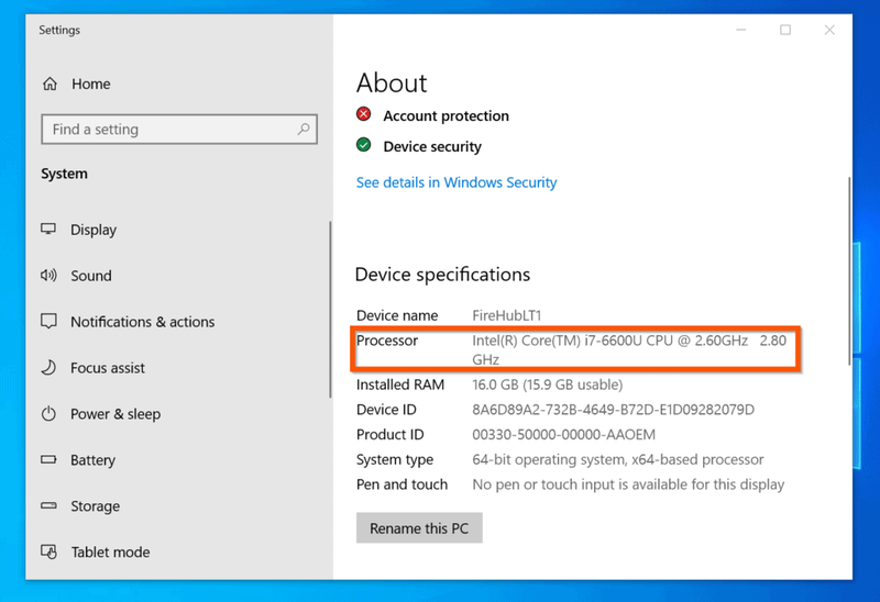 Hoe u kunt achterhalen welke processor u heeft op Windows 10 via Systeeminstellingen