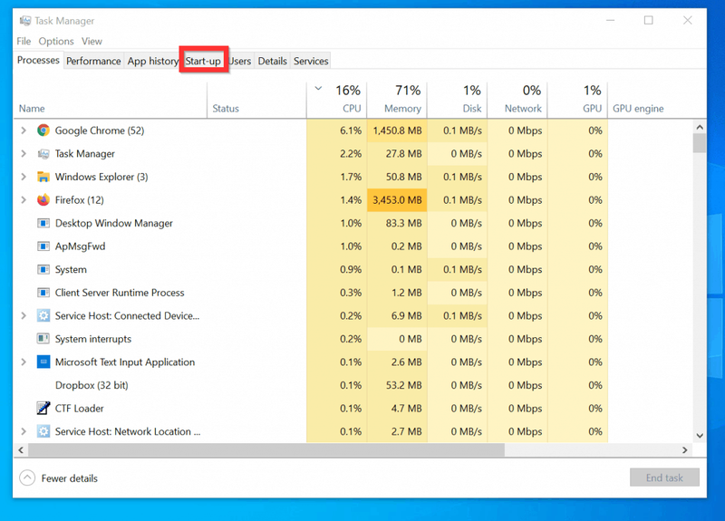 Programmi käivitamine Windows 10 käivitamisel tegumihalduriga