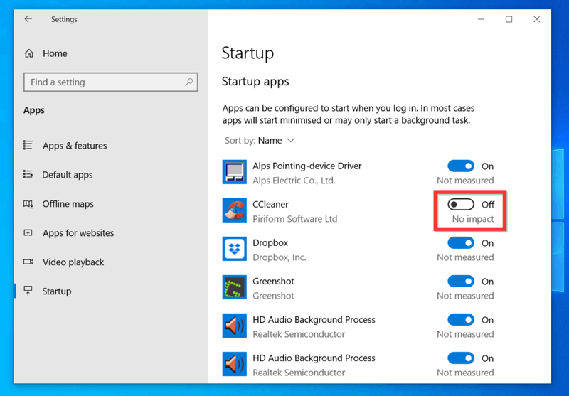 Programmi käivitamine Windows 10 käivitamisel rakenduse käivitamisel