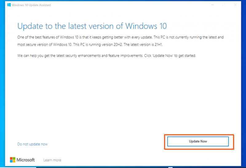 Windows 10 21H1 업데이트를 수동으로 설치하는 방법