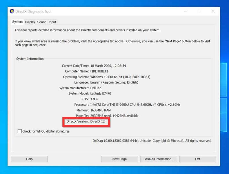 Per optimitzar Windows 10 per a jocs: actualitzeu DirectX a la versió 12