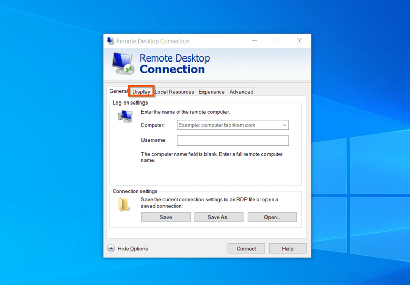   Cómo conectarse de forma remota a una PC con Windows 10 mediante la aplicación Remote Desktop Connection: configure las opciones de visualización para Remote Desktop Connections