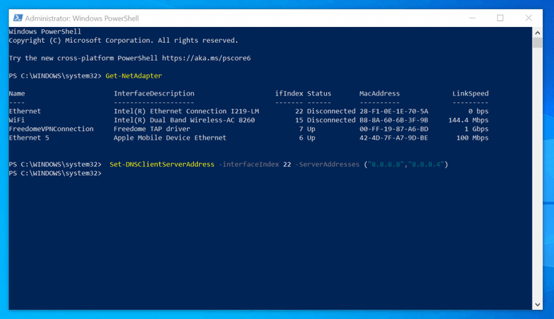 Hoe DNS op Windows 10 te wijzigen met PowerShell