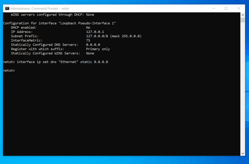 DNS wijzigen op Windows 10 met CMD (opdrachtprompt)