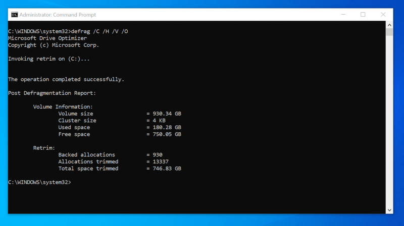 Come deframmentare Windows 10 con il prompt dei comandi
