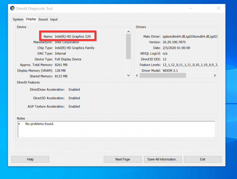 Slik sjekker du grafikkort på Windows 10 fra DirectX Diagnostics Tool