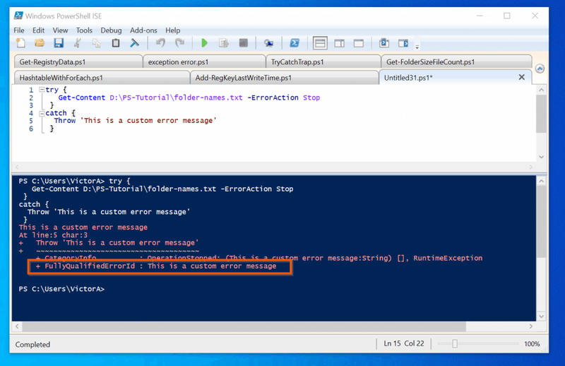 Ako zobraziť vlastné chybové hlásenie v PowerShell Skúste Catch Block